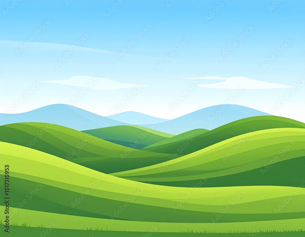 Fototapeta premium Flat Vector Green Hills – Minimalist Nature Design