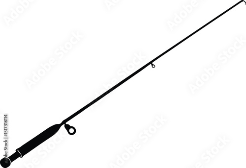 Fishing rod silhouette, Black fishing rod silhouette. vector illustration
