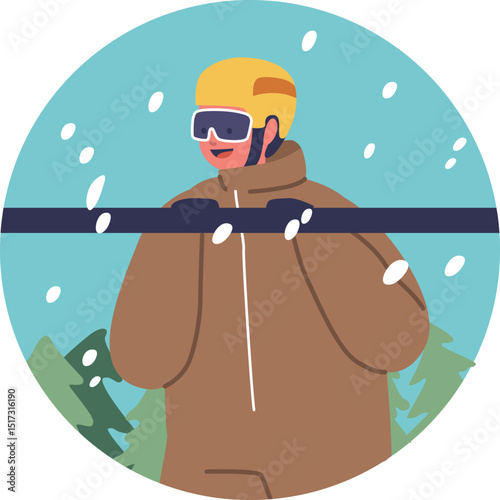 Excited child at ski resort