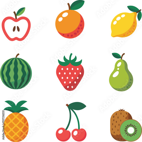 Set of fruits illustration vector