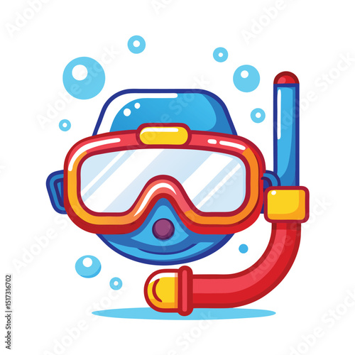 Cartoon illustration of a scuba mask and snorkel set