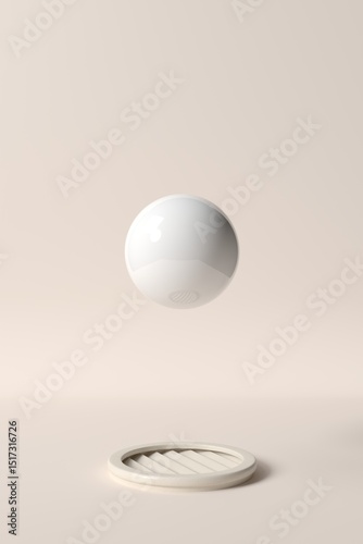 Floating white sphere over circular vent