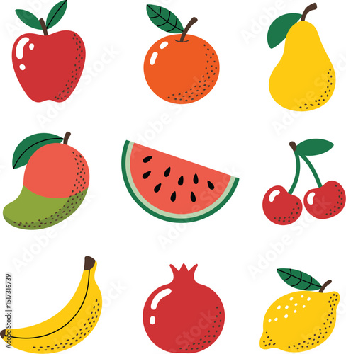 Set of fruits illustration vector