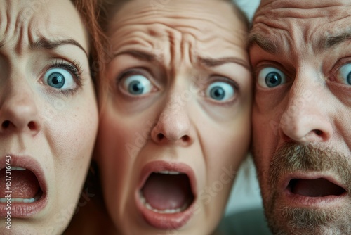 close up of scared people face