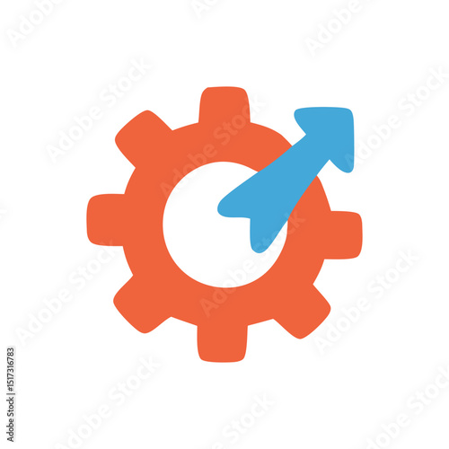 Gear icon with upward arrow symbolizing improvement and process optimization