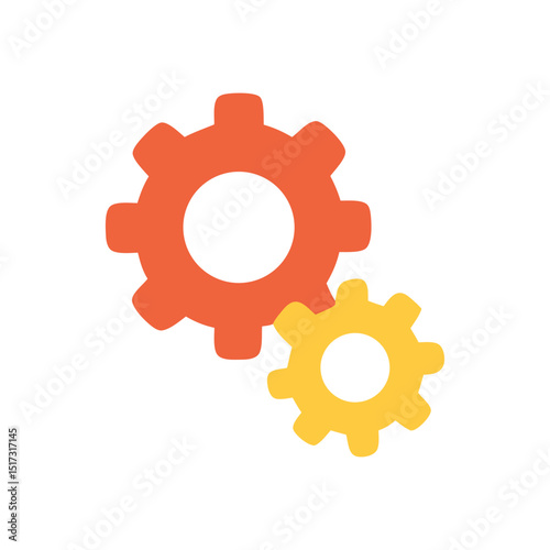 Two gears representing mechanisms, engineering, and technological processes illustration