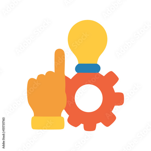 Conceptual image illustrating idea generation, innovation, and problem-solving using a lightbulb and gear icon, symbolizing technology, business processes, and strategic thinking.