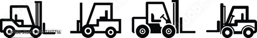 Vector Illustration of Industrial Forklift Truck in Warehouse Setting

