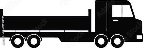 Flatbed truck cargo silhouette, Silhouette of a stake body truck. vector illustration