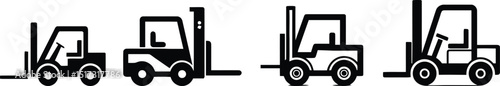 Vector Illustration of Industrial Forklift Truck in Warehouse Setting

