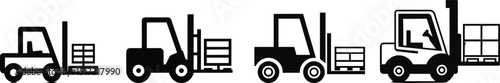 Vector Illustration of Industrial Forklift Truck in Warehouse Setting

