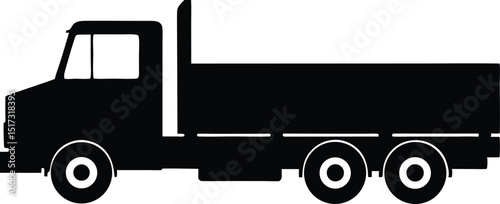 Flatbed truck cargo silhouette, Silhouette of a stake body truck. vector illustration