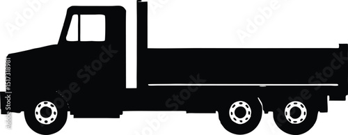 Flatbed truck cargo silhouette, Silhouette of a stake body truck. vector illustration