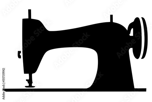 Vintage Sewing Machine Silhouette - Classic Black Vector Illustration