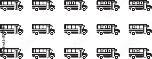 Classic school bus drawing silhouette isolated on white background