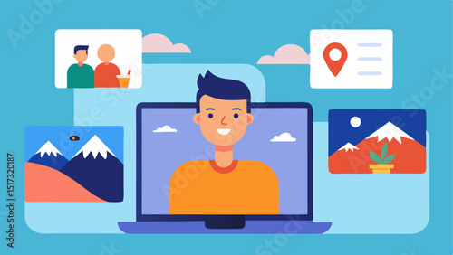 Interactive Video Calls A user on a video call with an AI travel consultant who showcases destinations with visuals of scenic views and activities personalized to their