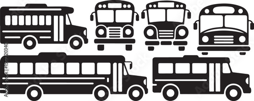 Classic school bus drawing silhouette isolated on white background