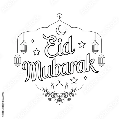 Eid mubarak icon design coloring page