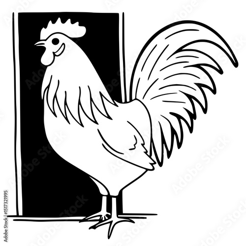 Cartoon silhouette of a rooster