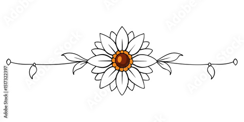 Sunflower-themed line divider with amber stone design concept  