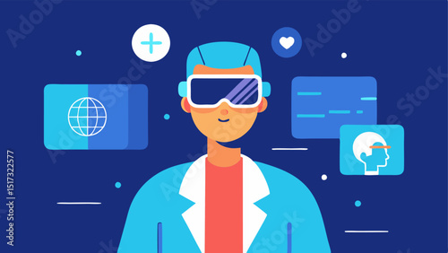 Augmented Reality Imaging A healthcare provider wearing augmented reality glasses that showcase AIenhanced views of a patients CT scan with highlighted abnormalities visible in 3D
