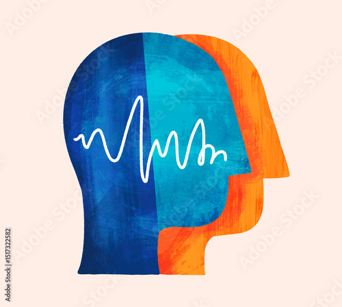 Creative illustration of human thinking process photo