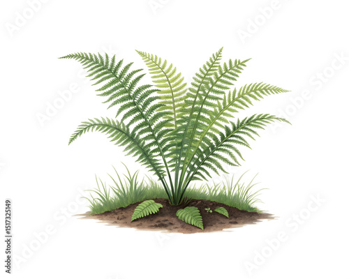 lush green fern plant digital illustration