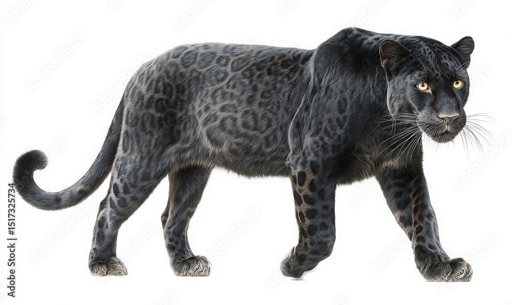 Fototapeta premium Black Panther Walking Gracefully in a Natural Setting