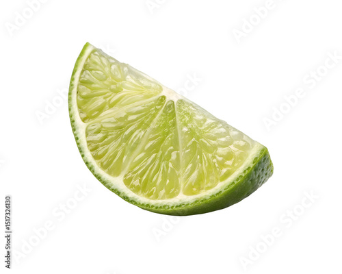 lime wedge close up on white background
