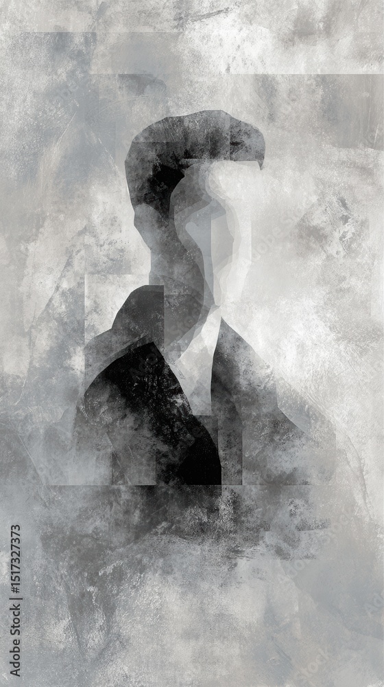 Obraz premium Abstract Portrait in Monochrome Tones with Subtle Texture Layers