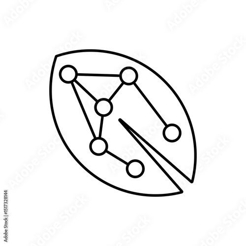 Leaf icon with Circuit Lines, vector lines isolated on white background. trendy and modern design