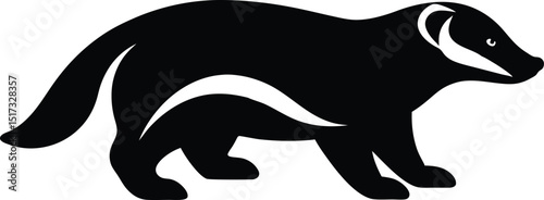 Honey badger fearless mammal known for aggression silhouette vector 