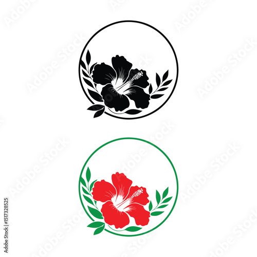 Silhouette of frame with Hibicus flower. Floral frame design with Hibicus flower photo