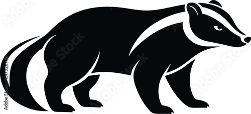 Honey badger fearless mammal known for aggression silhouette vector 