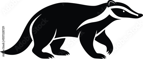 Honey badger fearless mammal known for aggression silhouette vector 