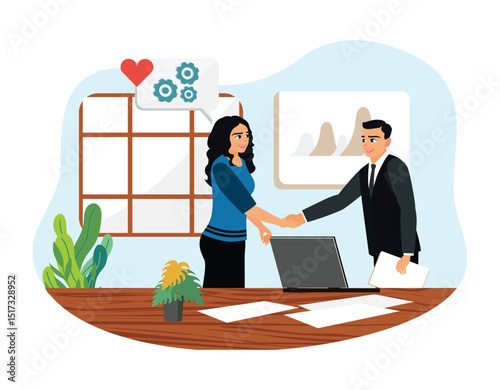 A woman was accepted to work at a company after a job interview.