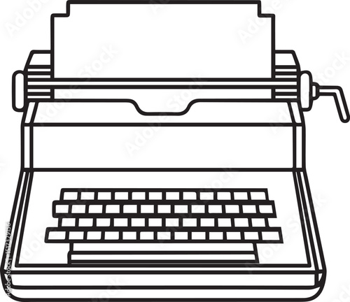 Set of typewriter outline vector illustration, line art