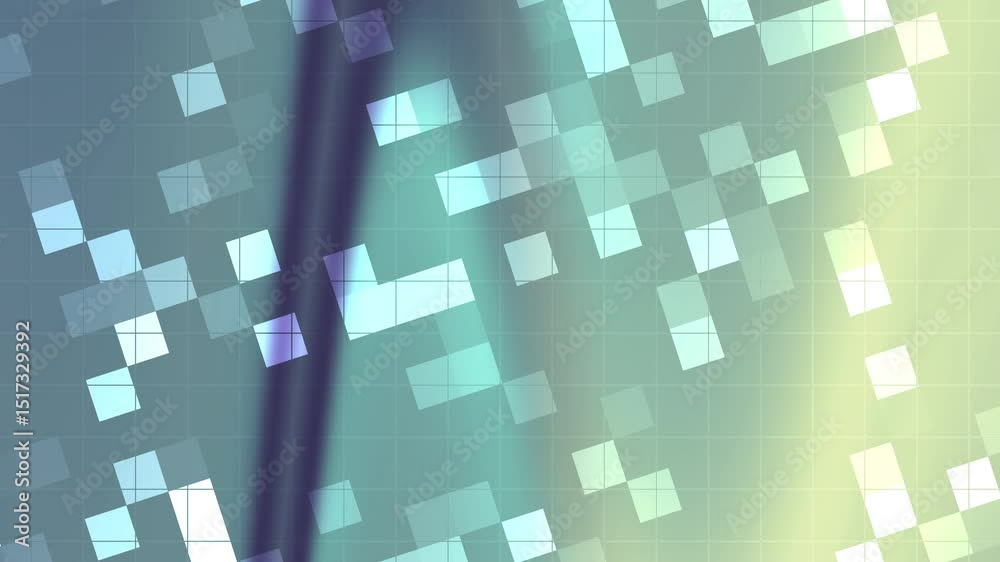 Mosaïque de pixels abstraite, nuances bleues et vertes