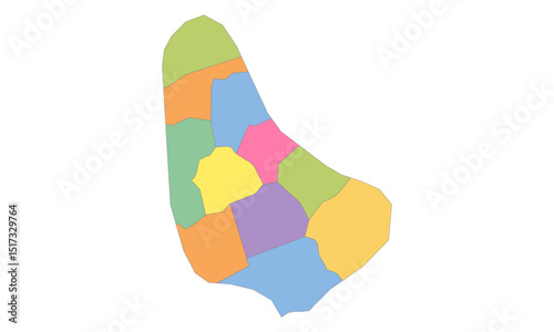Multicolor Map of Barbados with Parishes