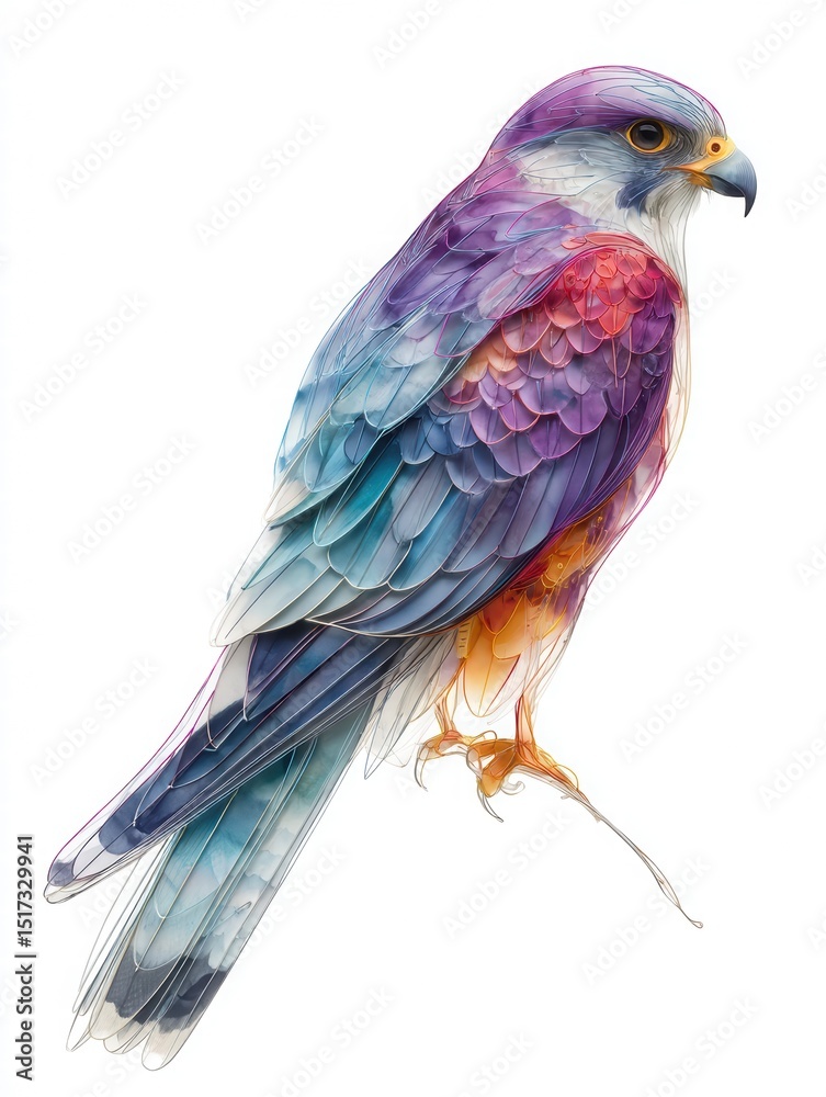 Obraz premium Colorful Artistic Bird Illustration with Vibrant Feathers and Details