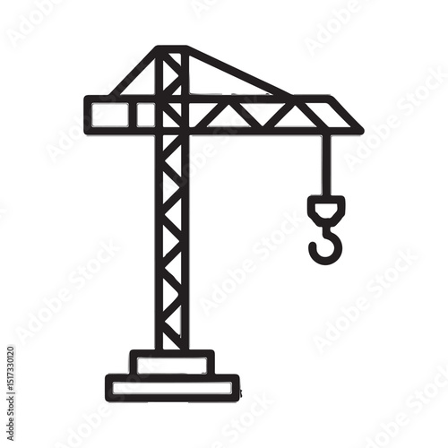 Industrial Crane Line Art Construction Site Equipment Art & Illustration