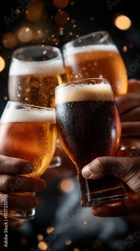 Cheers to friendship! celebrating life with beer in a cozy bar