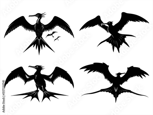 frigatebird sihouette black vector bundle