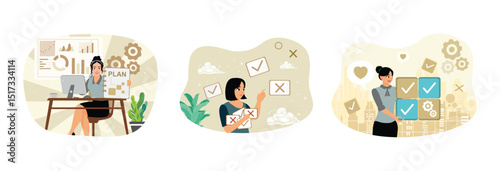 Entrepreneurs make work plans, evaluate options for decision making.