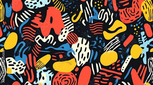 Abstract Colorful Shapes Seamless Pattern Design