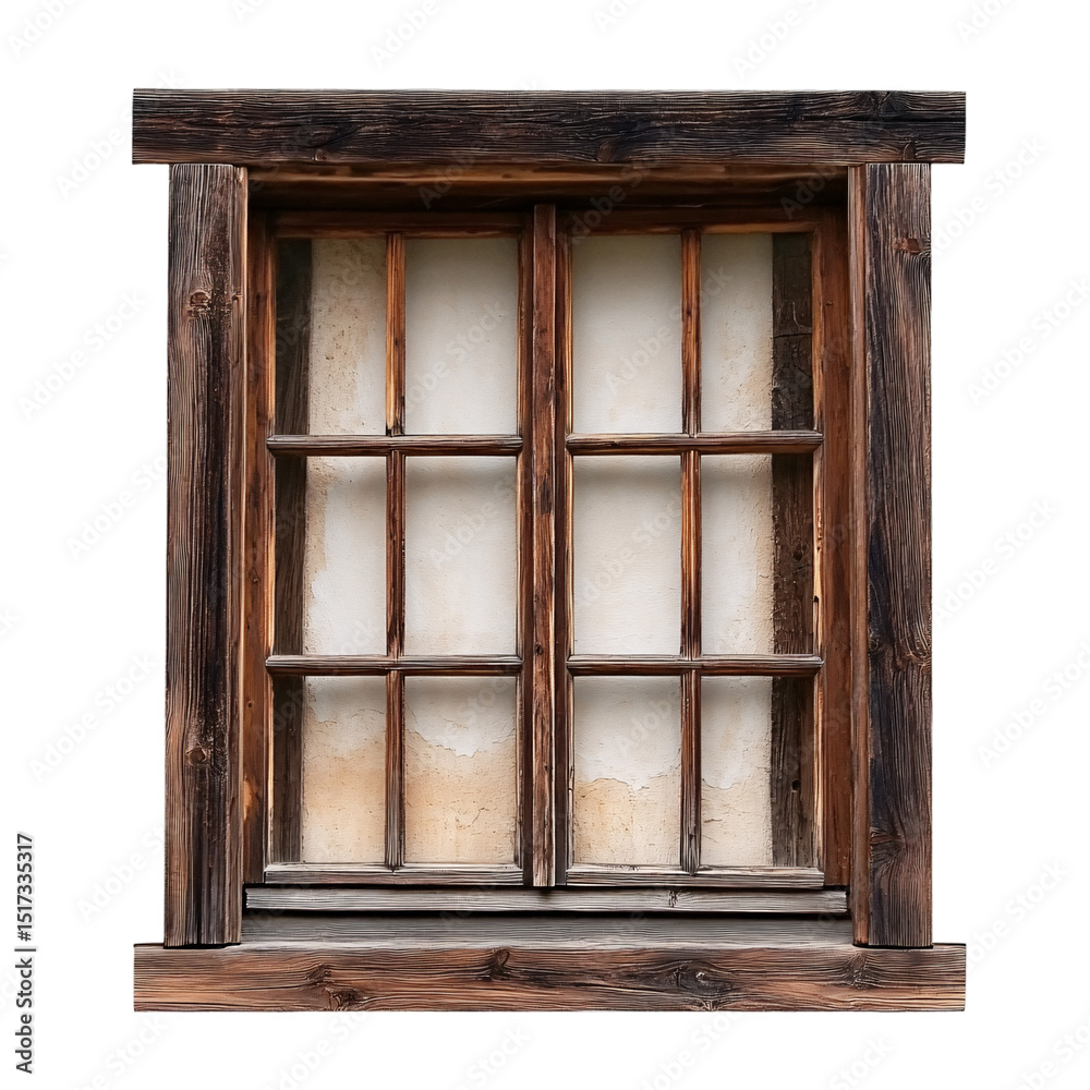 Obraz premium Antique wooden window isolated on transparent background