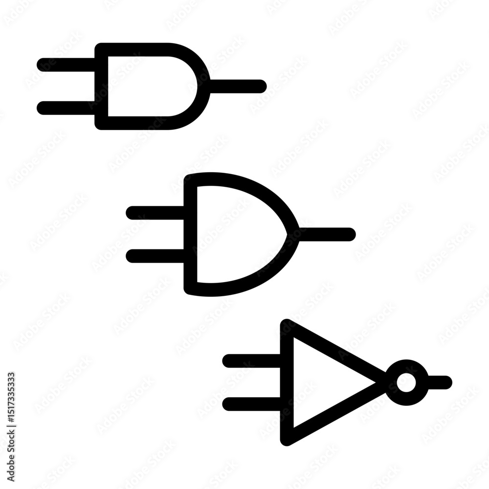 Boolean Logic Vector Line Icon Design