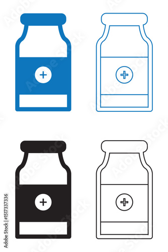 Medicine Bottle icon vector for web. Medicine Bottle icon set. Medicine Bottle icon solid and line style design. vector collection.