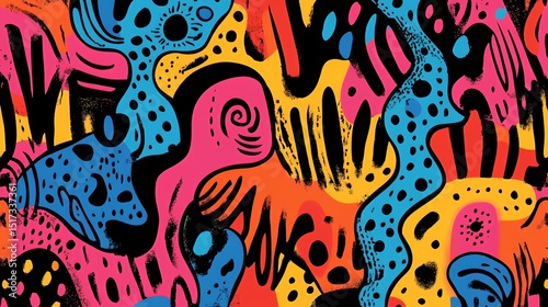Abstract Colorful Organic Shapes Pattern Design