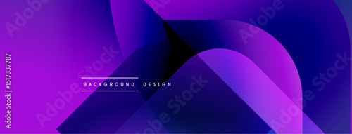 Abstract gradient shapes overlap creating dynamic purple, blue visual. Text reads background design. Modern aesthetic, smooth transitions present.